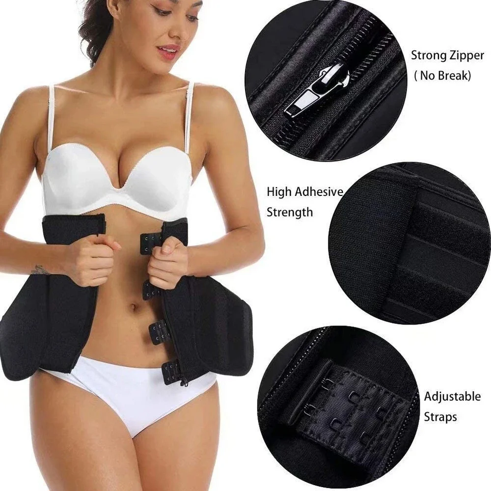 HOPLYNN Women's Black Neoprene Sweat Waist Trainer Corset Trimmer Shaper Belt L